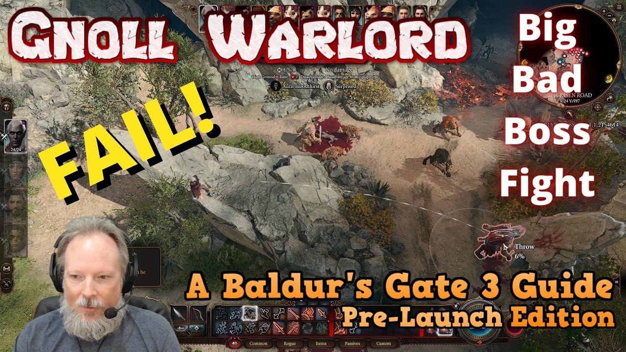 Gnoll Warlord Big Bad Boss Fight FAIL Baldur's Gate 3 Gameplay