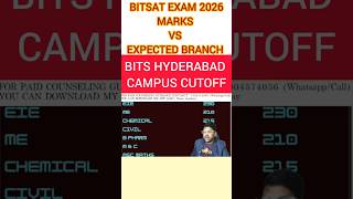 Bitsat exam 2026 Marks vs Expected Branch | Bits Hyderabad Campus Cutoff #cutoff #pilani #campus