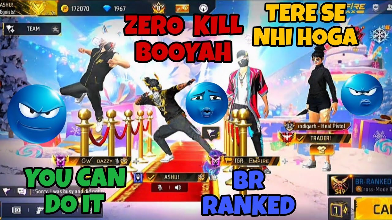 Noob Gameplay 🤡 in Br Ranked 🥶 ( zero kill booyah challenge 😏) | Delhi Gmr 326 