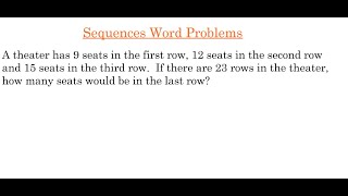 Sequences Word Problems