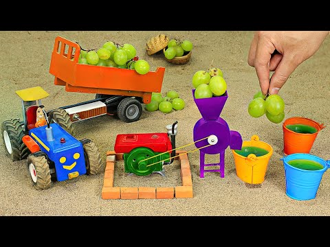 diy tractor mini grapes juice machine science project | diy tractor ploughing || DongAnh mini