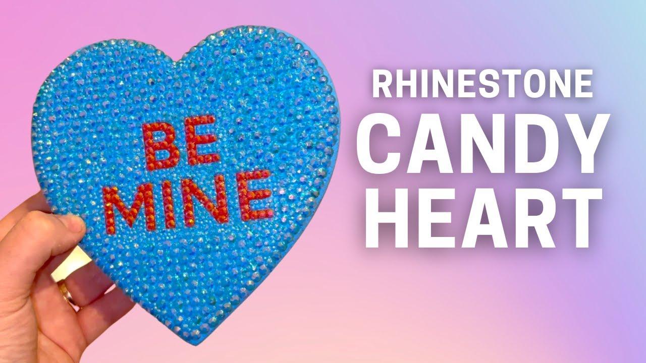 DIY RHINESTONE CANDY HEART // Bling Valentine's Conversation Heart Tutorial - Maximalist Home Decor