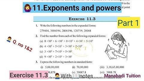 7th class maths|Chapter 11|💁Exponents and Powers|💁‍♂️Exercise 11.3 |Q no 1&2 |part 1|CBSE| NCERT|
