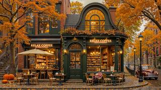Soft Jazz Instrumental Music for Peaceful Autumn Day 🍂 Cozy Coffee Shop Ambience & Falling Leaves screenshot 1