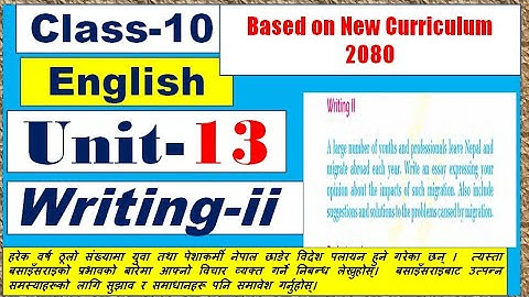 Grade 10 English Unit 13 || Writing ii