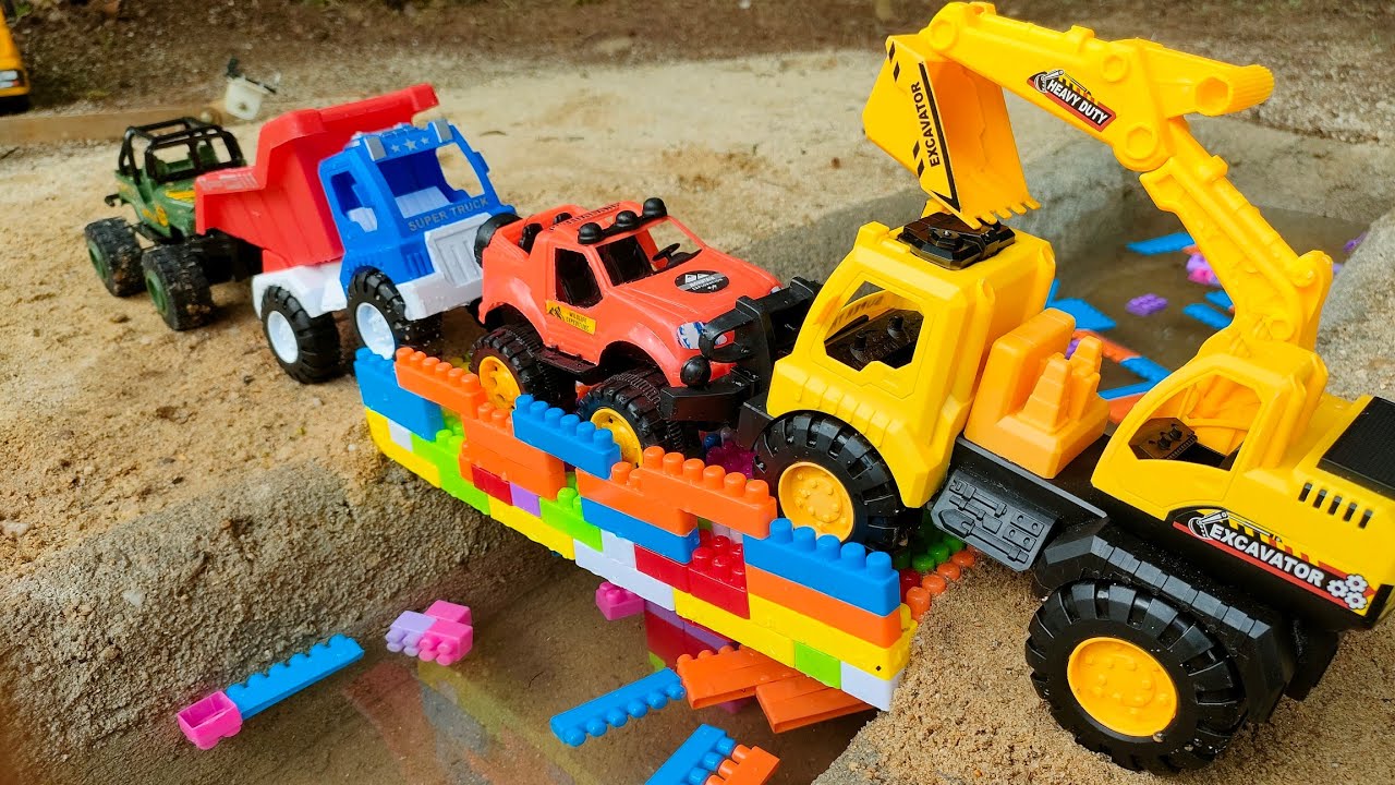 Build Bridge Blocks Toys Construction Vehicles Excavator Dump Truck Backhoe, Toys, Toy for kids