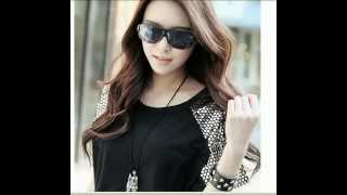 VenCouture Bling Shoulder Wide Collar Black Blouse