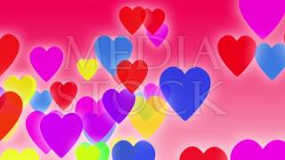 Hearts background animation. Colorful hearts slowly falling down on a pink background with particles screenshot 2