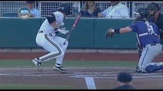 Batter hit badly at college world series 2015 - tcu vs. vanderbilt.
rhett wiseman squares to bunt and takes 89 mph neck. probably should
have received mor...