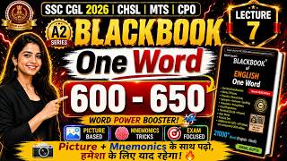 SSC CGL 2026 Blackbook Vocab | One Word Substitution |  Lecture 7 | New Edition 2026 | SSC CHSL MTS