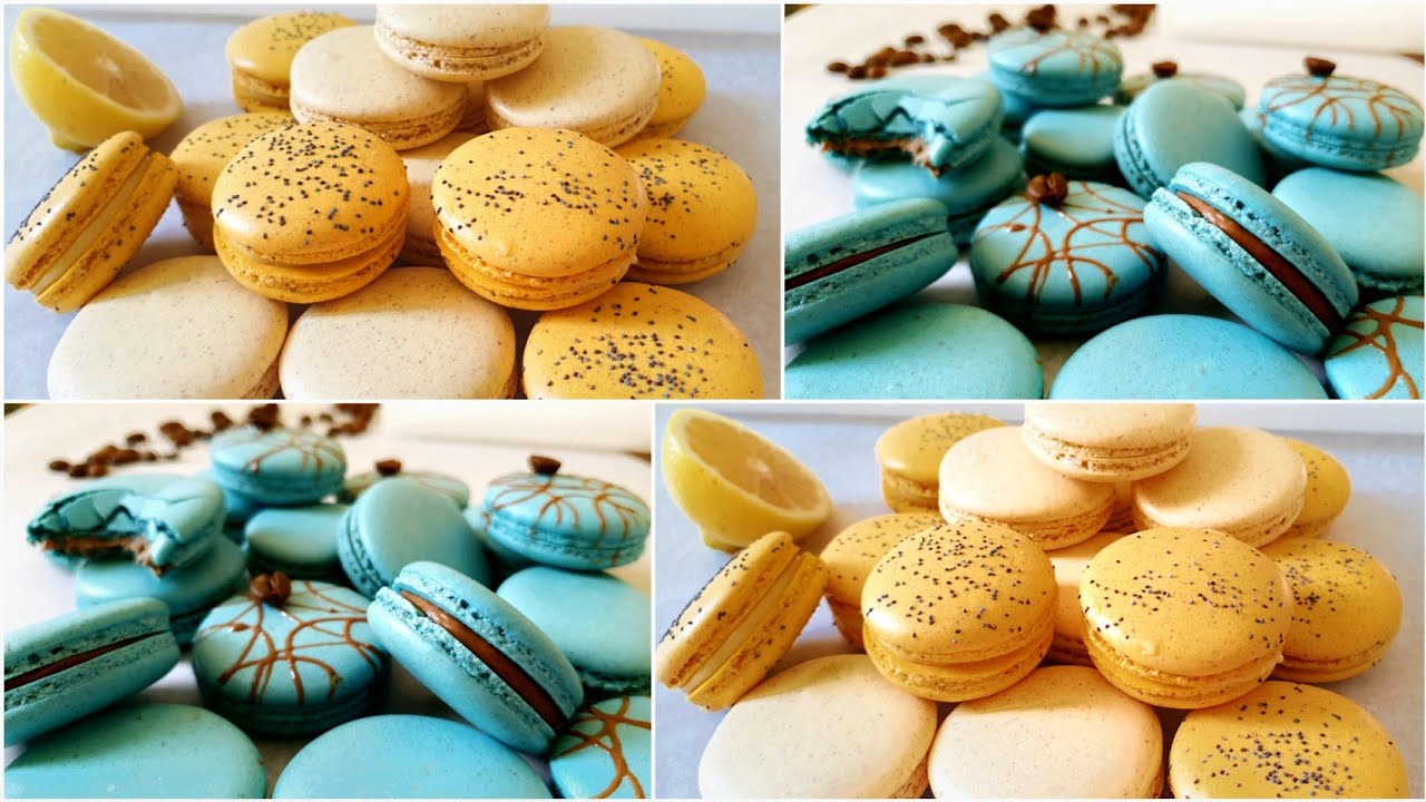 ماكرون قهوة☕ ماكرون ليمون🍋 وماكرون بالمانجا🥭 3نكهات طبيعية بطريقة وشرح مفصل لنجاح الوصفة👌🏻