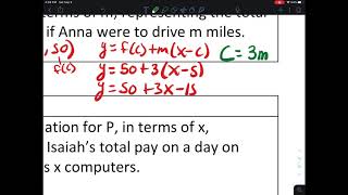 M1 U2 9 Writing Linear Equations from Context and Solving with tables