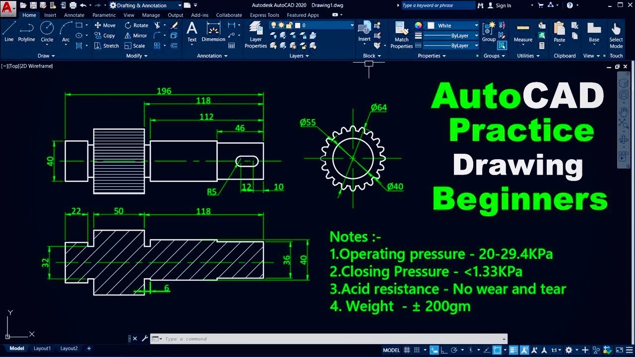 AUTOCAD PRACTICE DRAWING FOR MECHANICAL ENGINEERING IN HINDI | 