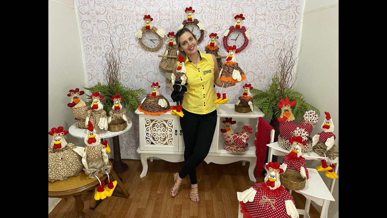 Decoração Artesanatos de Galinha em Tecido