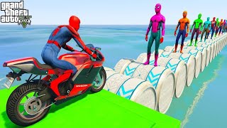 GTA 5 Spiderman Motorcycle Fails/Funny Ragdolls On Spiderman Color Parkour  قفزات سبيدرمان بالدراجة