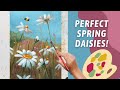 Fun spring daisies acrylic painting learn how to paint faster repainting same painting