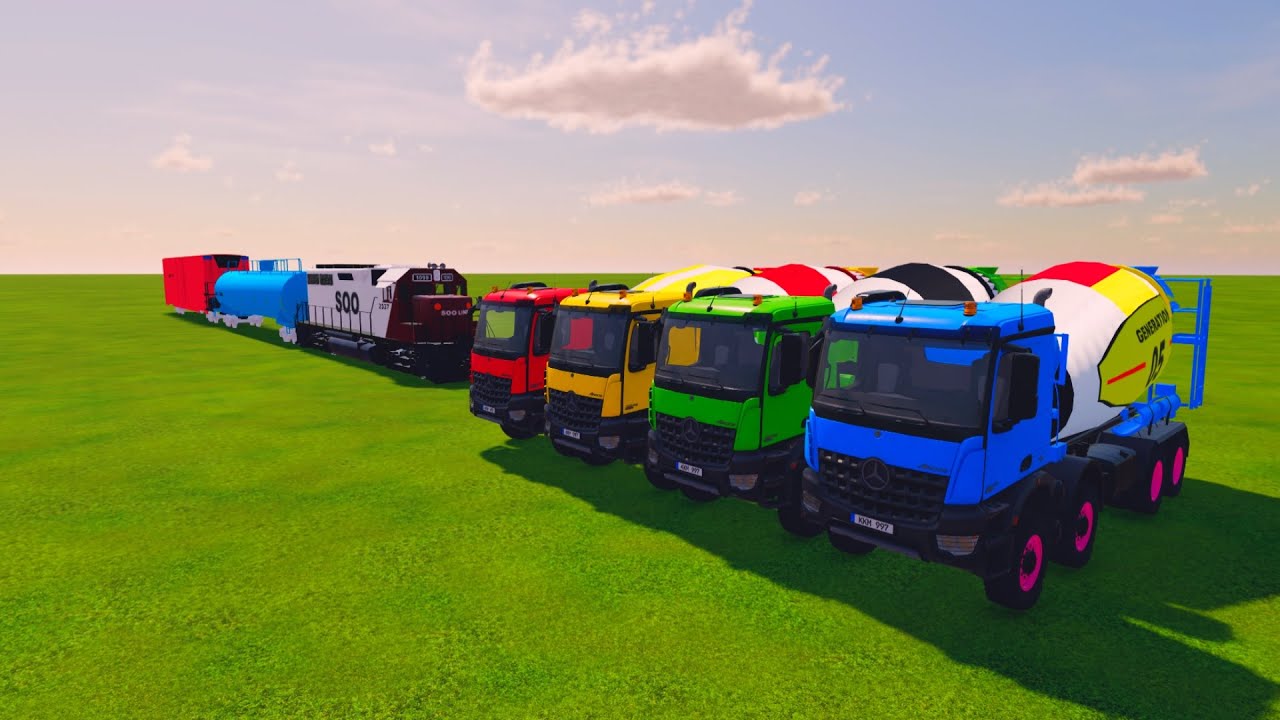 🌈 BIG COLORFUL CEMENT MIXER TRUCKS VS EPIC OBSTACLE COURSE! | FS22