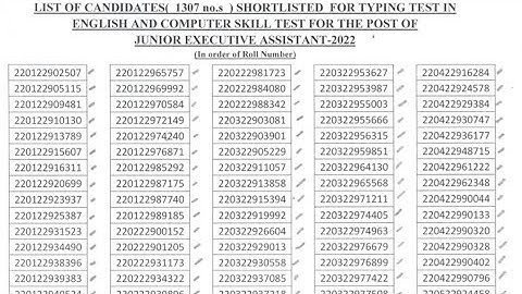 OSSC Junior Executive Assistant 2022 Result Shortlisted Candidates List Out Typing | Computer Skill