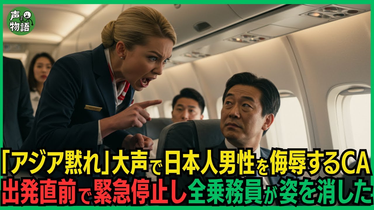 「アジア人は黙れ」大声で日本人男性を侮辱する金髪のアメリカ人客室乗務員。出発直前で緊急停止し全乗務員が姿を消した理由に乗客が驚愕した