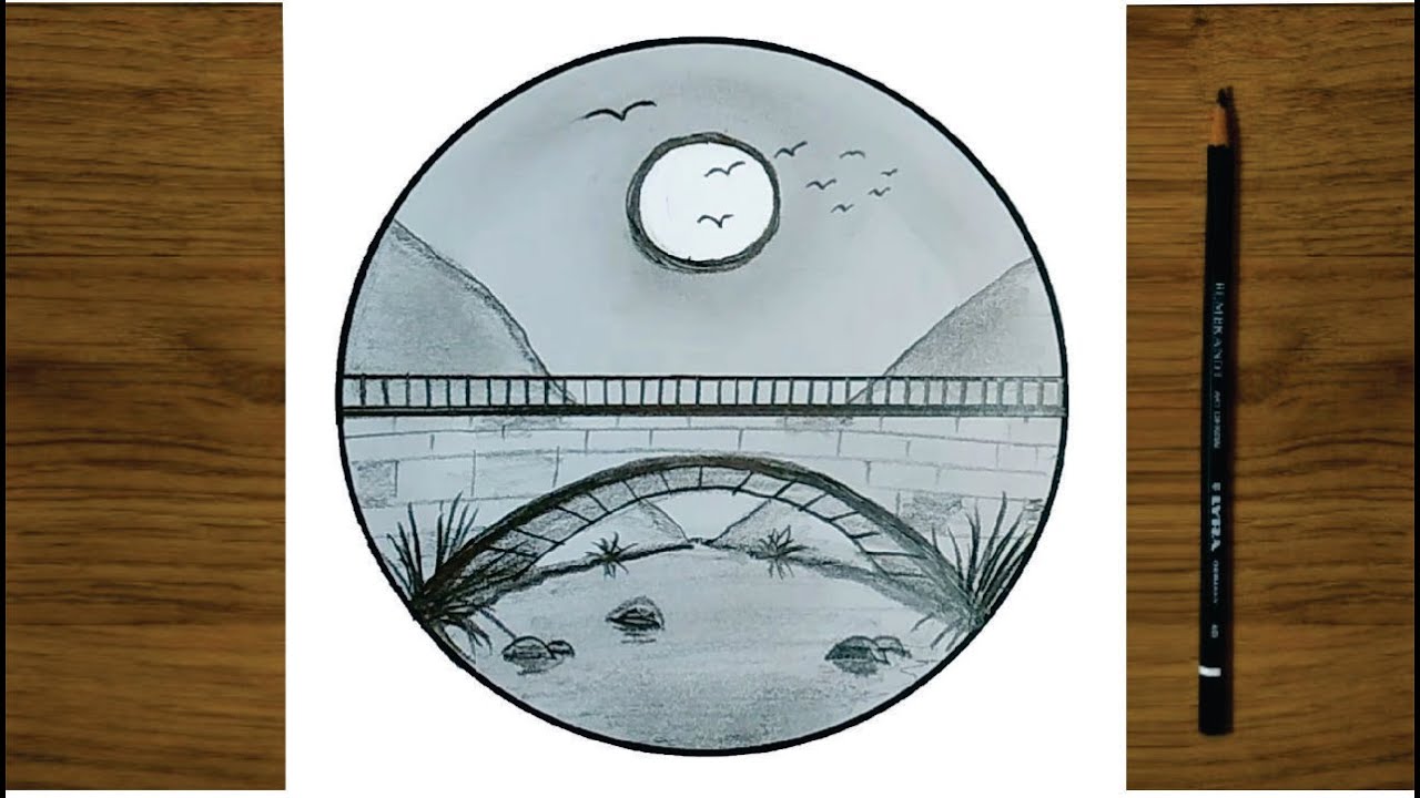 COMO DIBUJAR UN PAISAJE CON PUENTE PASO A PASO DIBUJOS PARA DIBUJAR ...