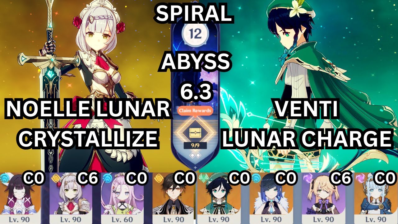 LUNAR CRYSTALLIZE NOELLE & VENTI Lunar Charge | Spiral Abyss Floor 12  6.3 Genshin Impact