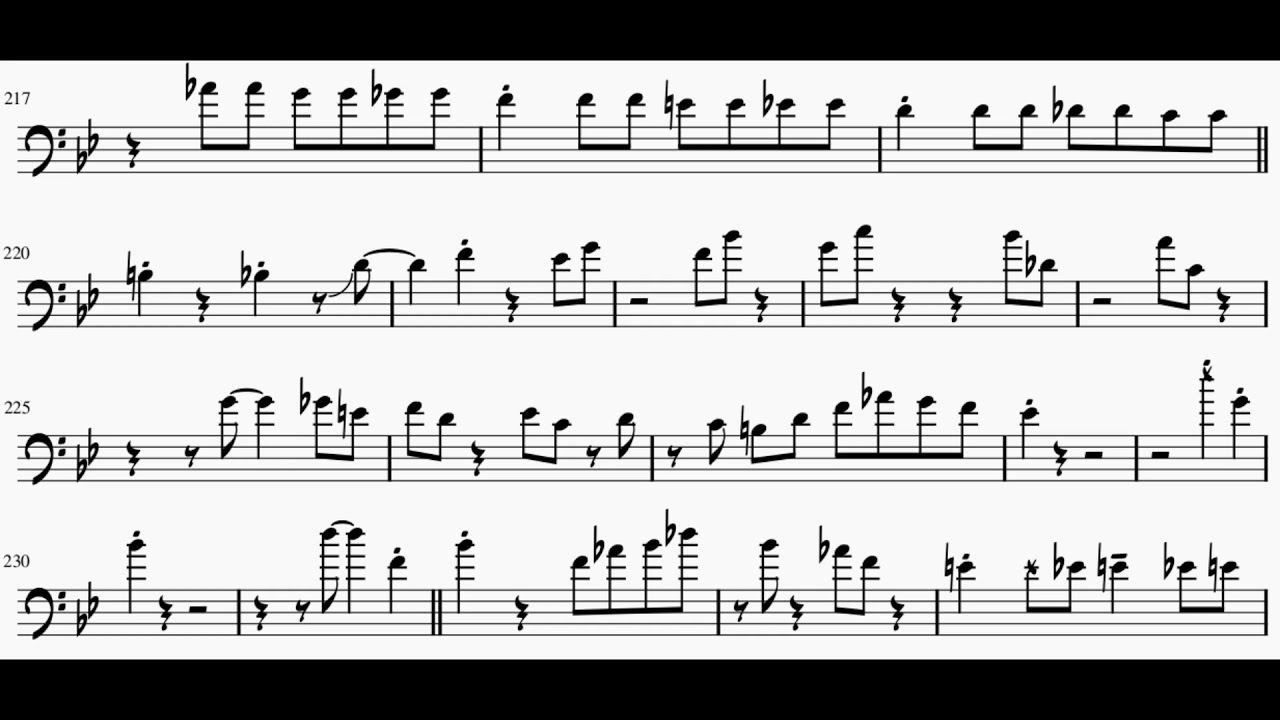 Blue Trombone - JJ Johnson Trombone Solo Transcription