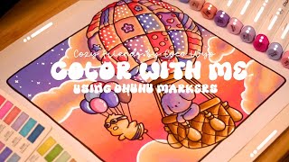 Color with me (ASMR) 💕💜 'Cozy Friends' by Coco Wyo ✨ Using Ohuhu markers 🌱✏️ #adultcoloring #asmr
