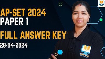 AP SET 2024 PAPER1 Answer Key Full Paper| ANDHRA PRADESH STATE ELIGIBILITY TEST 2024 Paper 1 #apset