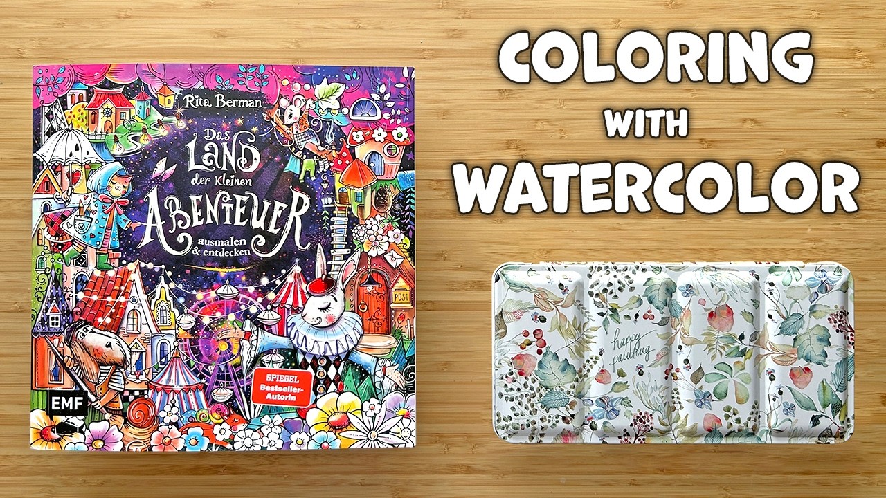 Раскрашивание акварелью в раскраске Риты Берман | Пробуем новый грунт для акварели