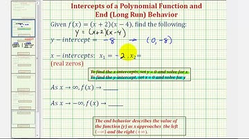 Ex 1 Find the Intercepts and the End Behavior of a Polynomial Function