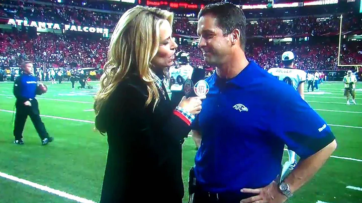 John Harbaugh and Alex Flanagan close talking