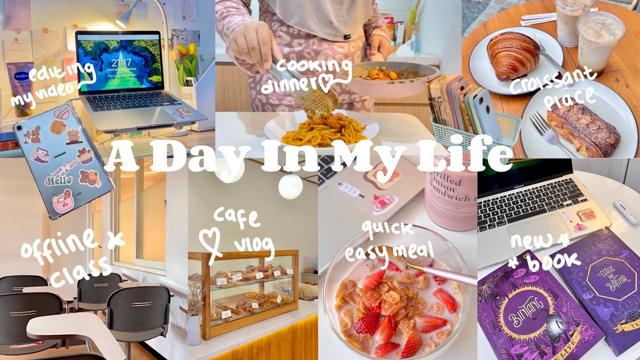 A Day In My Life🌷croissant cafe,decorating my tab,open package,making dinner,editing,offline class
