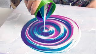 Split Cup Pour with 5 Amazing Contrasting Colours, acrylic paint pour, abstract fluid art