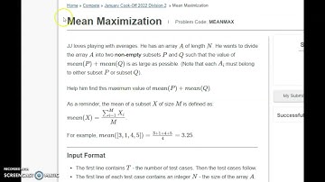 Mean Maximization  | Codechef | January Cook-Off 2022