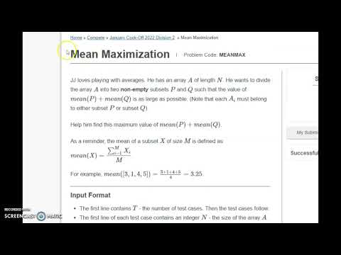 Mean Maximization  | Codechef | January Cook-Off 2022