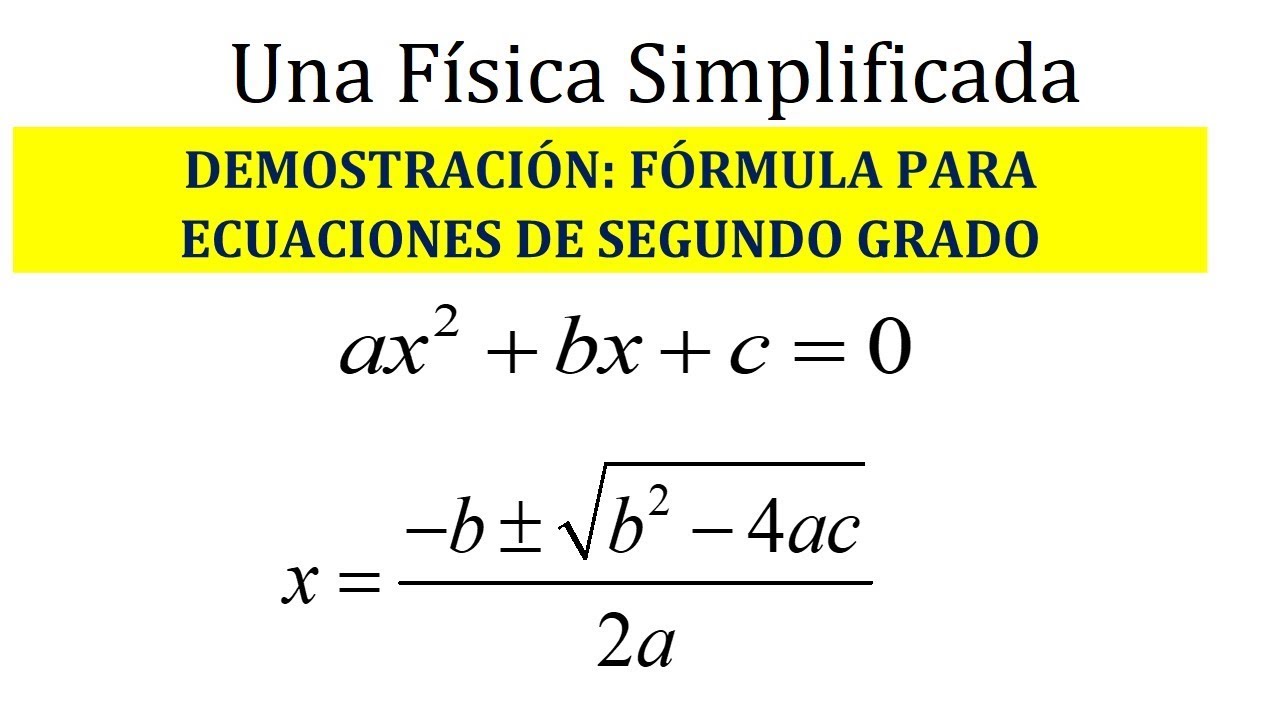 DemostraciÓn De La FÓrmula Para Resolver Ecuaciones De Segundo Grado Y