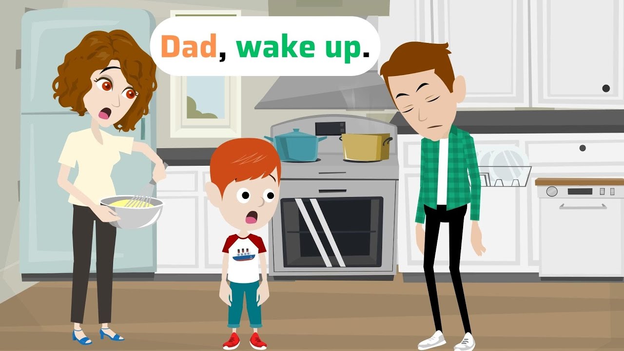 Lucas's father lacks sleep - Funny Cartoon Story - Lucas English