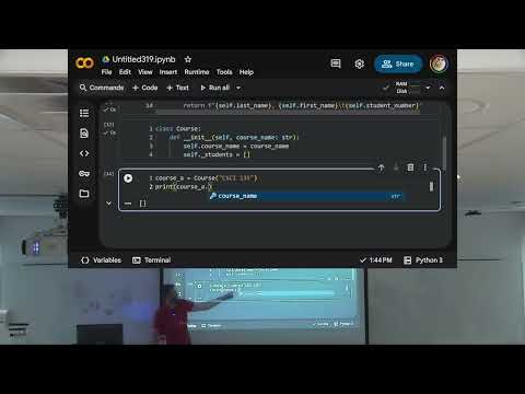 CSCI 161 --- November 26, 2026: More on Course Data Structure
