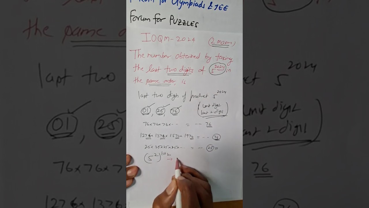 IOQM 2024 The number obtained by taking the last two digits of 5²⁰²⁴ in the same order is ..