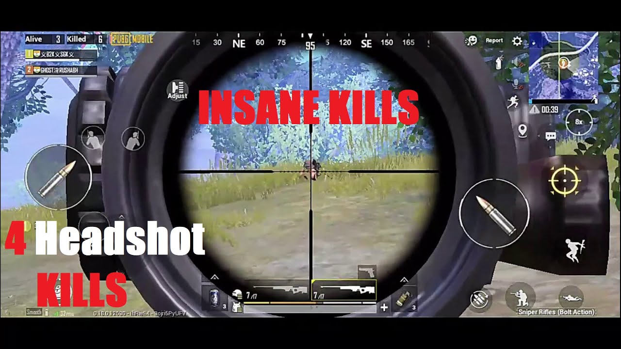 PUBG Mobile (Sniper Rifles , Bolt Action) Amazing Gameplay (SQUAD