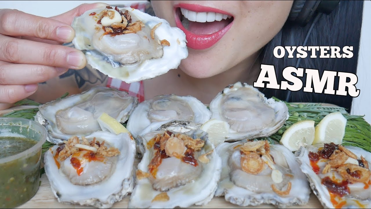 ASMR RAW OYSTERS SPICY THAI DIPPING SAUCE (EATING SOUNDS) NO TALKING SASASMR YouTube
