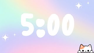 5 Minute Glitter Kawaii Timer With Cats ~ Pomodoro Timer ~ Cute Music ~ Classroom Focus & Study