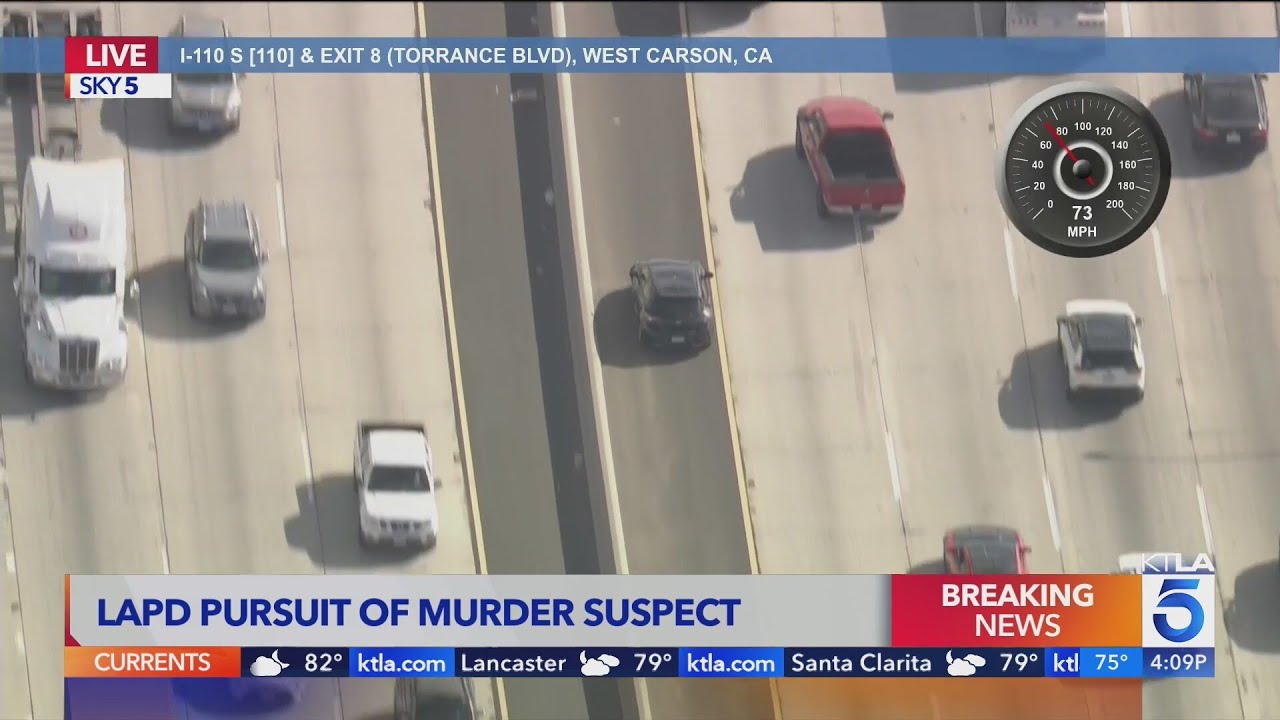 Police chase alleged murderer on 110 Freeway | Los Angeles Car Chases