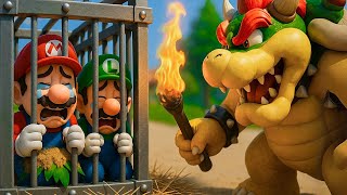Bowser Burns the Cage! Mario \& Luigi Scream in Terror! 😱🍄