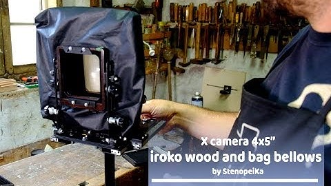 X camera 4x5 in iroko wood and bag bellows