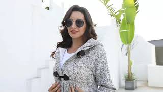 Women's Fur Hood Horn Button Sweater Cardigan screenshot 5