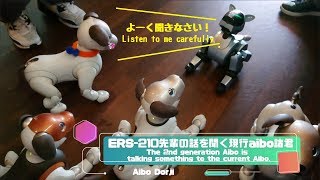 ERS-210先輩の話を聞く現行aibo諸君🐶 - The 2nd generation Aibo is