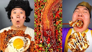 mukbang | Crispy Pork Belly | Crispy Fried Chicken | Takoyaki | Delicious Spicy Food challenge