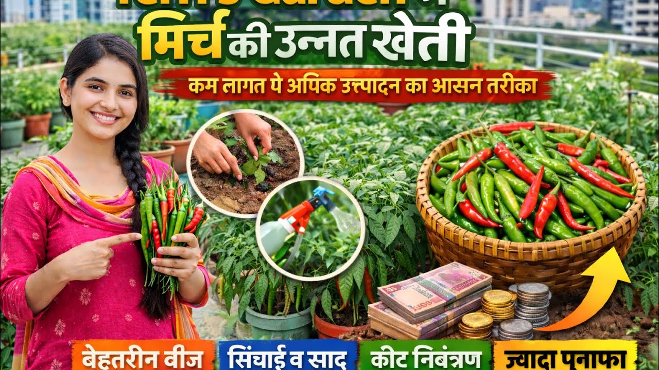 Planting chilly in Terrace Garden 