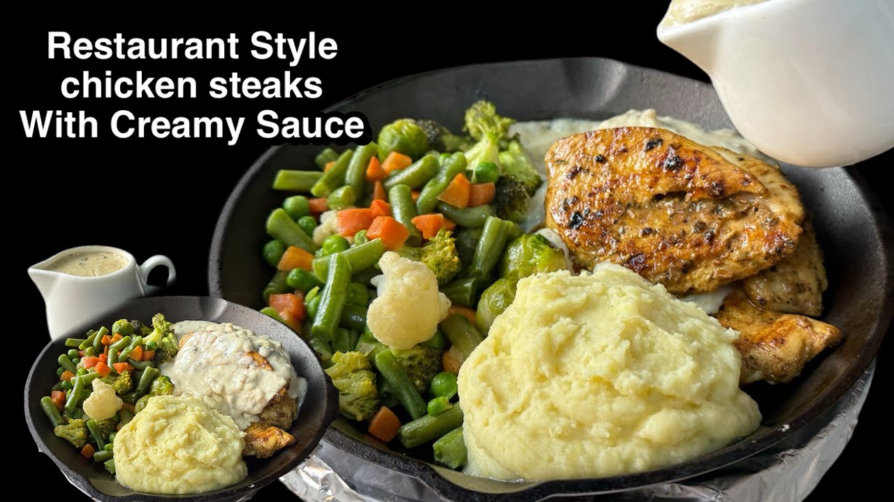 Chicken Steak with White Garlic Sauce | Quick Delicious Chicken Steak Recipe
